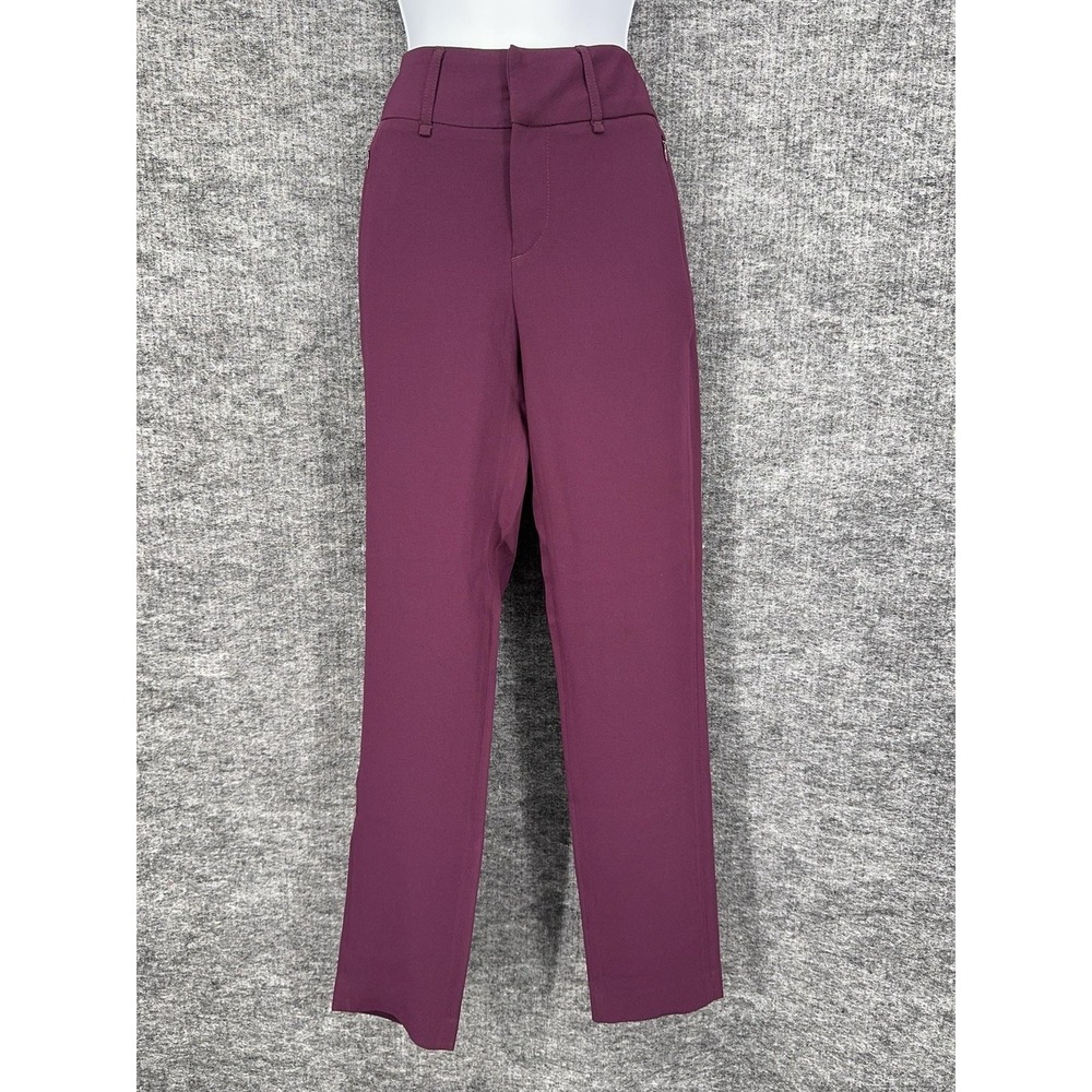 Rag & Bone Dress Pants Womens 2 Purple Crepe Slim Straight Leg Zip Pockets
